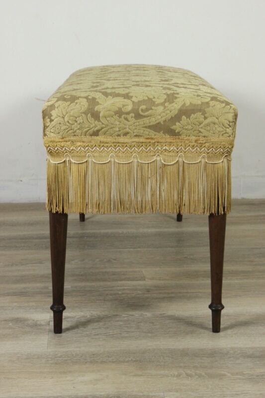 Antica Panchetta imbottita a due posti sgabello vintage pouf panca in legno Arredamento