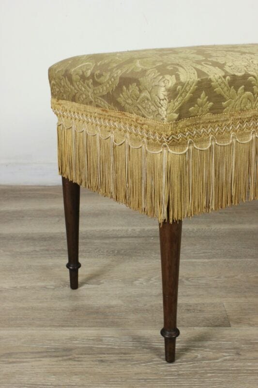 Antica Panchetta imbottita a due posti sgabello vintage pouf panca in legno Arredamento