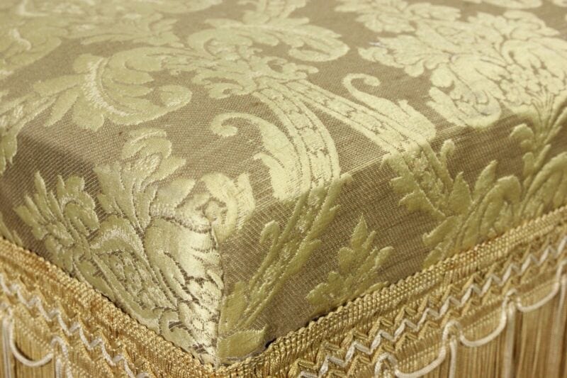 Antica Panchetta imbottita a due posti sgabello vintage pouf panca in legno Arredamento