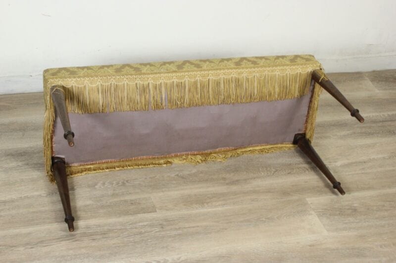Antica Panchetta imbottita a due posti sgabello vintage pouf panca in legno Arredamento
