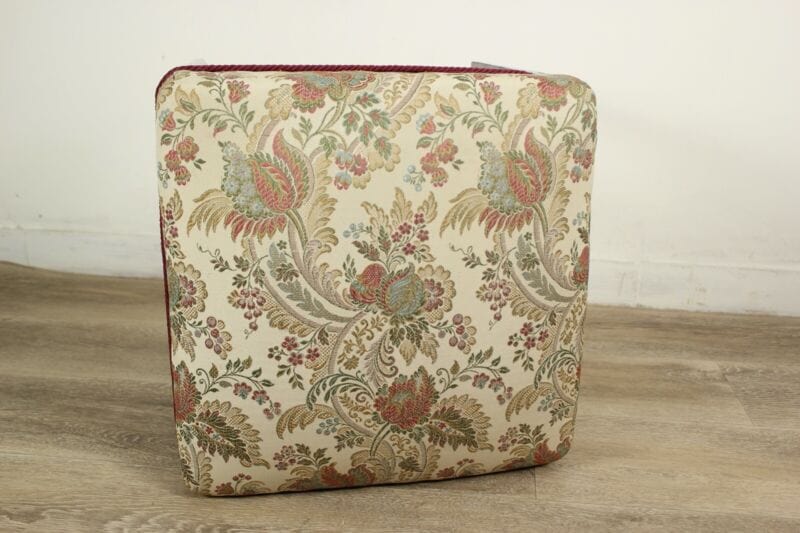 Antica Panchetta imbottita sgabello quadrato pouf panca in legno nero e tessuto Arredamento