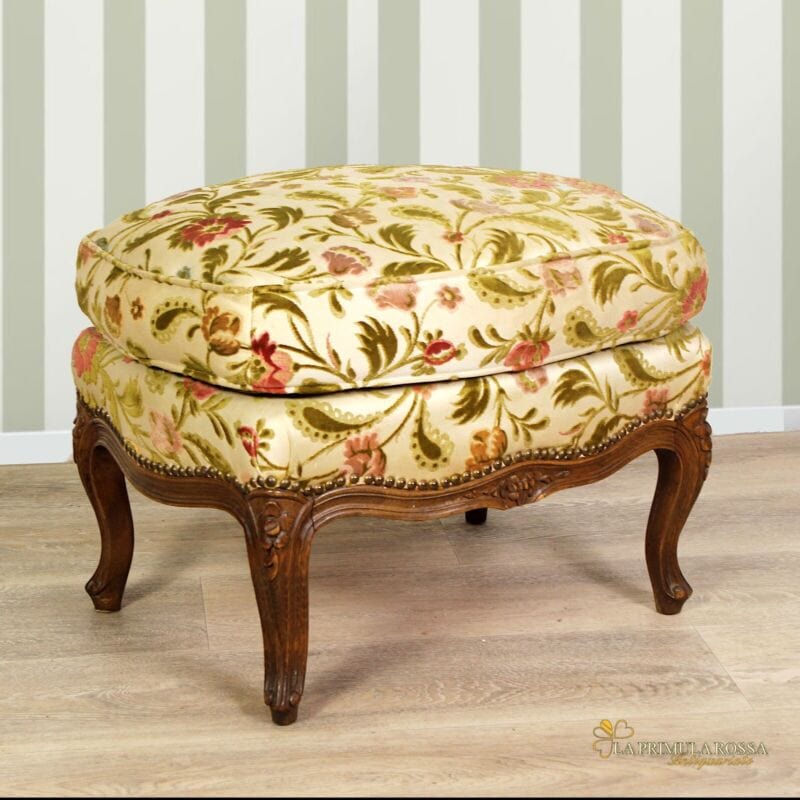 Antica Panchetta imbottita sgabello stile Luigi VI pouf Vintage bergere francese Arredamento