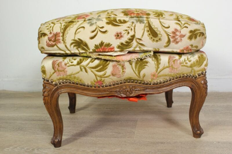 Antica Panchetta imbottita sgabello stile Luigi VI pouf Vintage bergere francese Arredamento
