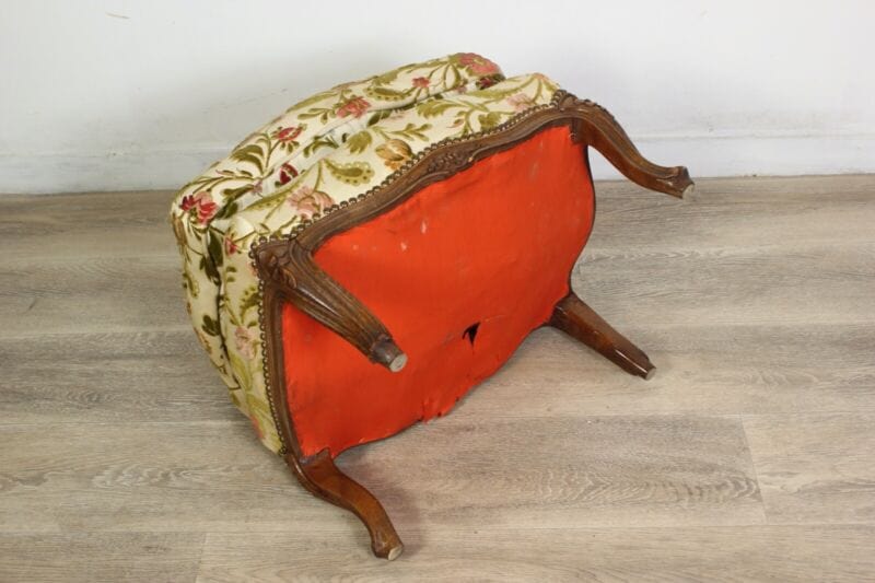 Antica Panchetta imbottita sgabello stile Luigi VI pouf Vintage bergere francese Arredamento