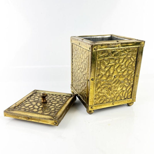 Antica Scatola in legno e ottone Cofanetto vintage Veliero Inglese contenitore Ottone