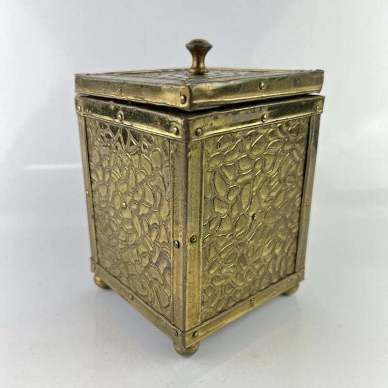 Antica Scatola in legno e ottone Cofanetto vintage Veliero Inglese contenitore Ottone
