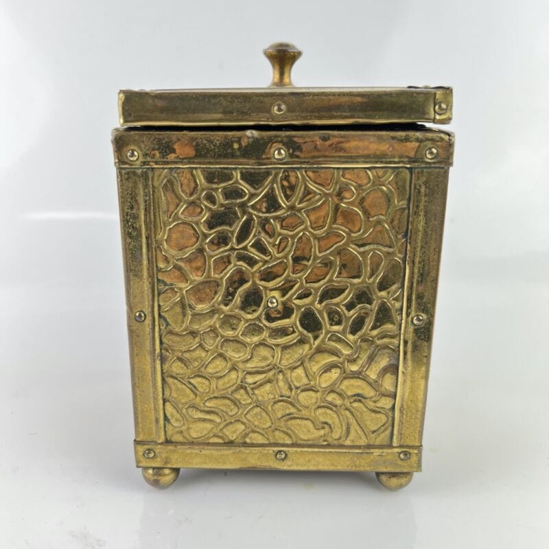 Antica Scatola in legno e ottone Cofanetto vintage Veliero Inglese contenitore Ottone