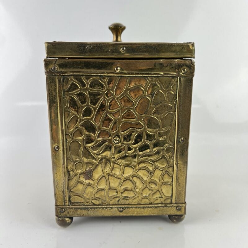 Antica Scatola in legno e ottone Cofanetto vintage Veliero Inglese contenitore Ottone