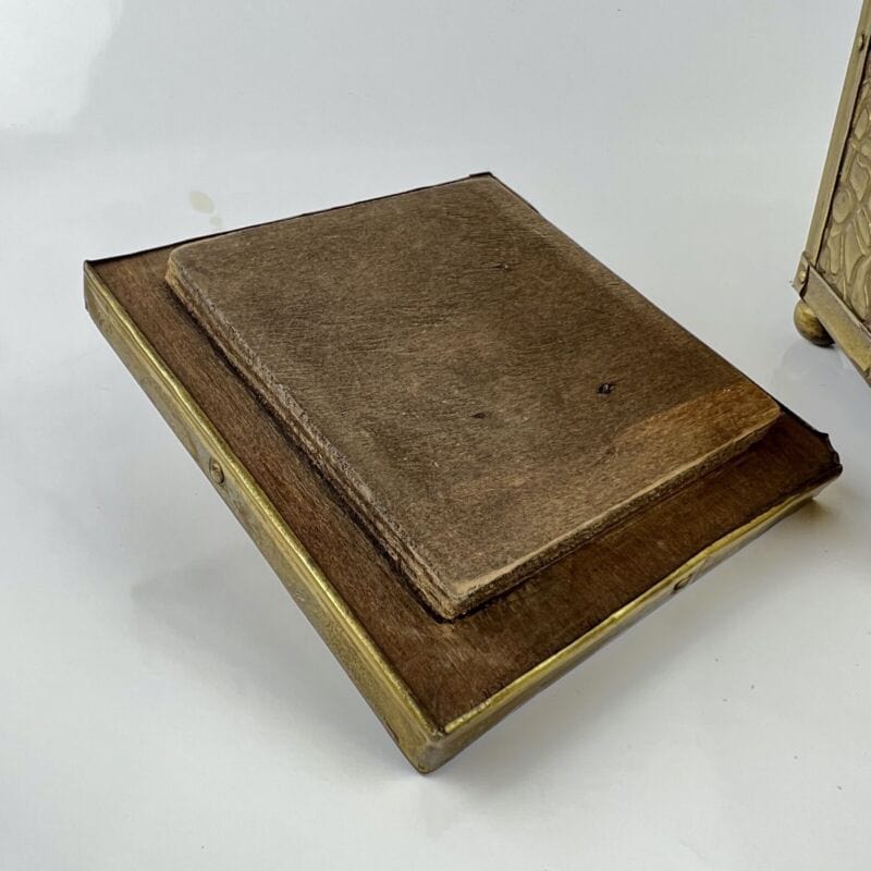 Antica Scatola in legno e ottone Cofanetto vintage Veliero Inglese contenitore Ottone
