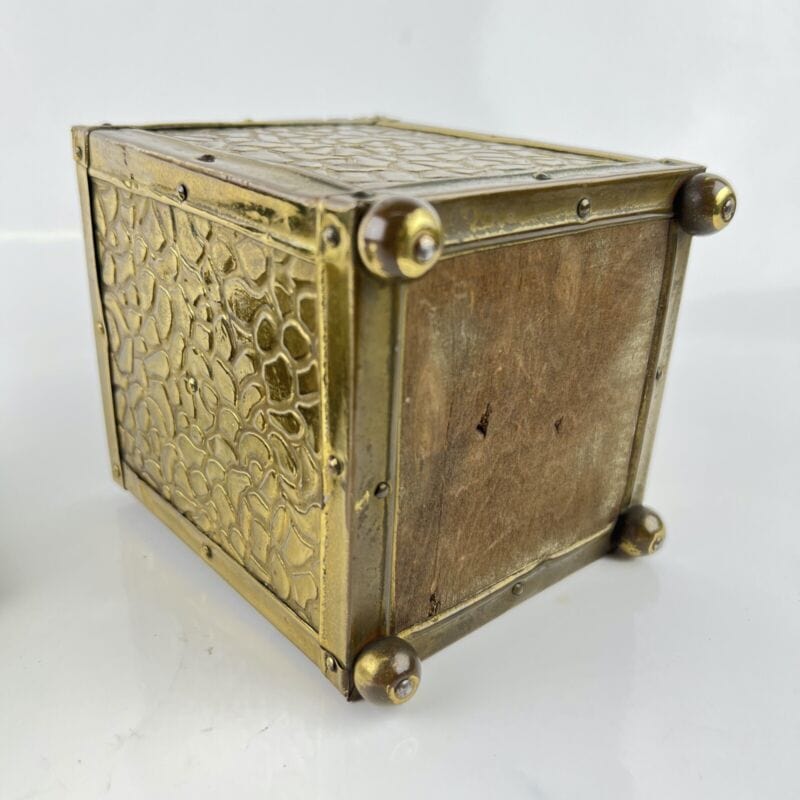 Antica Scatola in legno e ottone Cofanetto vintage Veliero Inglese contenitore Ottone