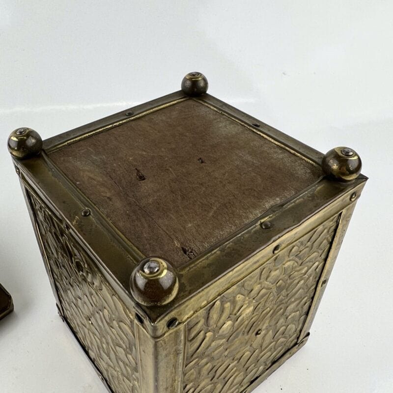 Antica Scatola in legno e ottone Cofanetto vintage Veliero Inglese contenitore Ottone