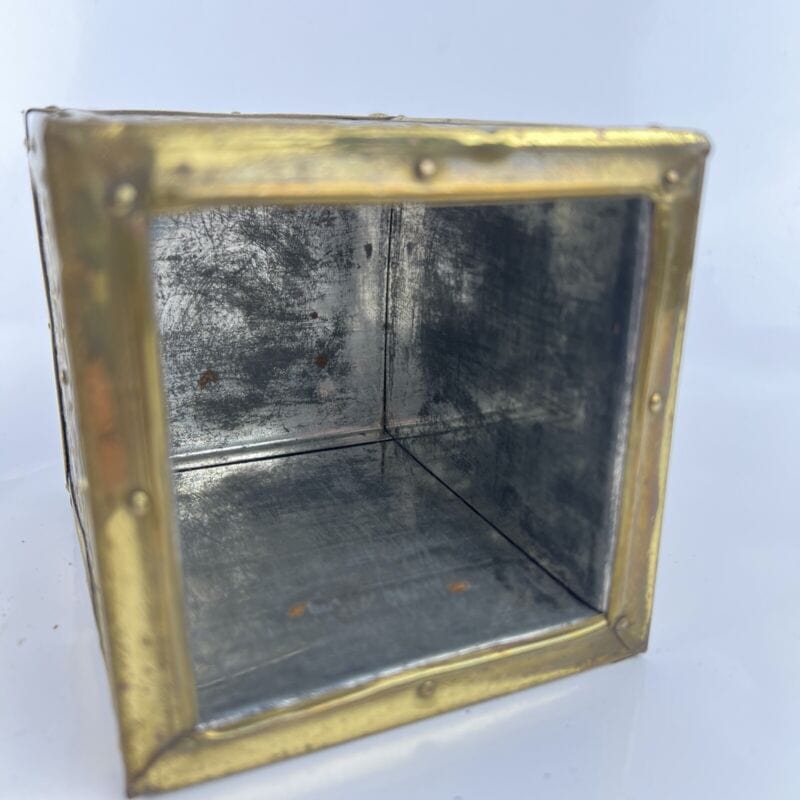 Antica Scatola in legno e ottone Cofanetto vintage Veliero Inglese contenitore Ottone