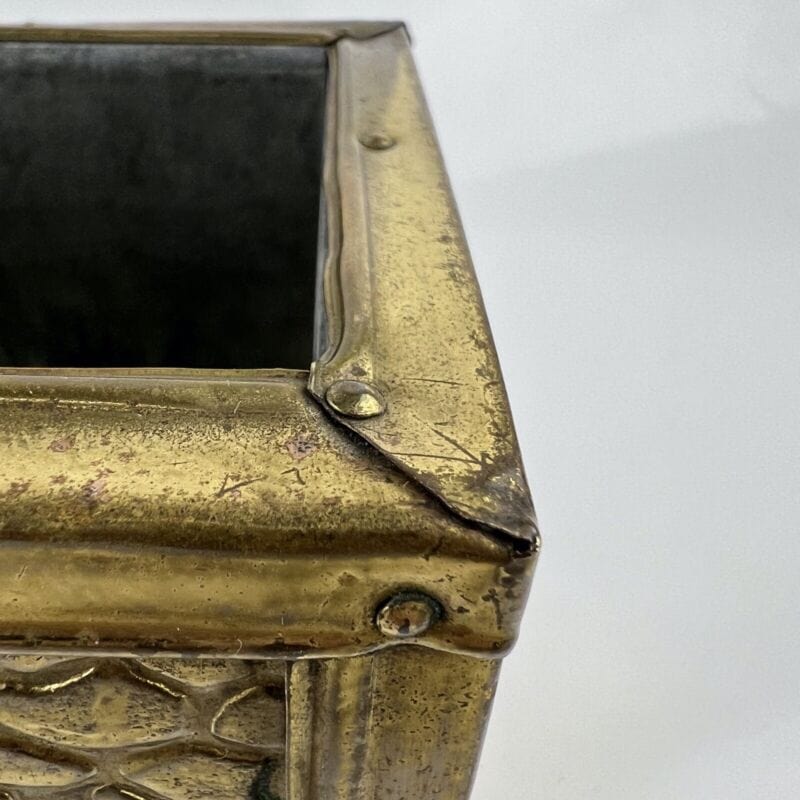 Antica Scatola in legno e ottone Cofanetto vintage Veliero Inglese contenitore Ottone