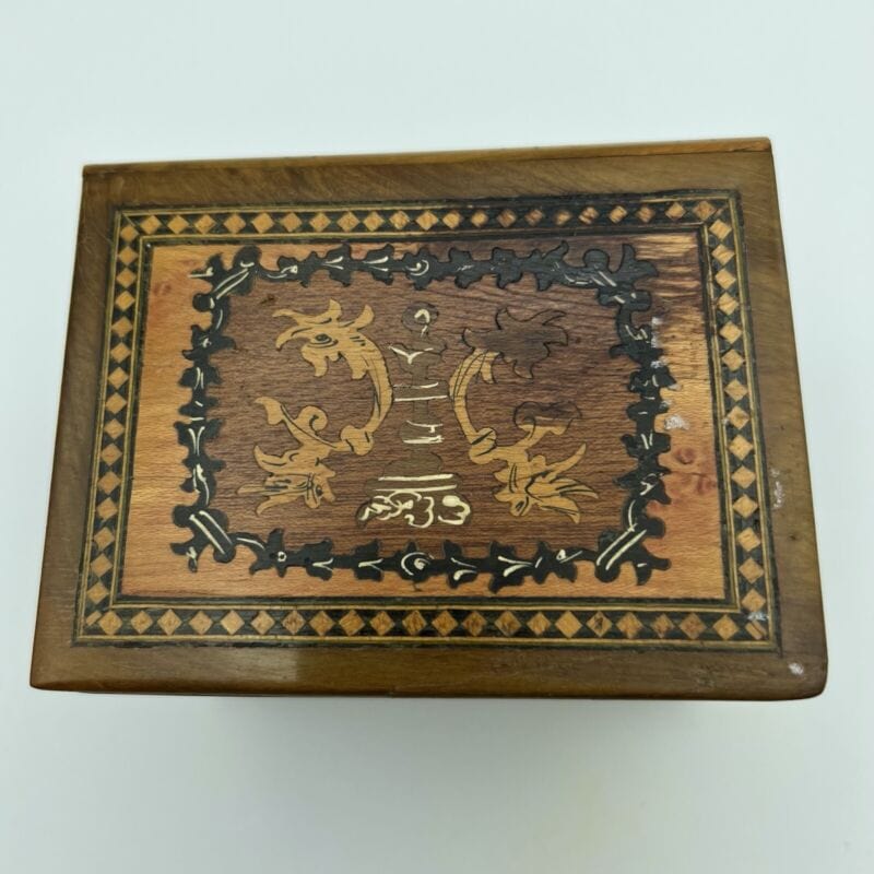 Antica Scatola sorrentina vintage portagioie in legno scatolina intarsiata 1920 Scatole in legno