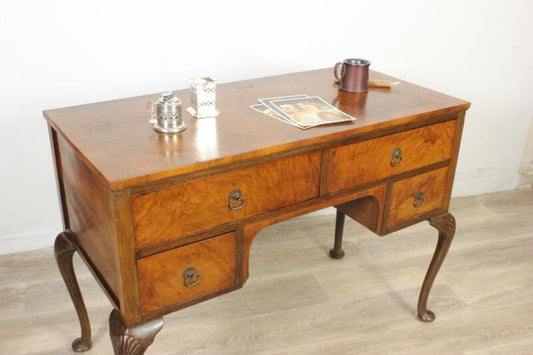 Antica scrivania scrittoio classico tavolo in legno noce stile Quee Anne ufficio Arredamento