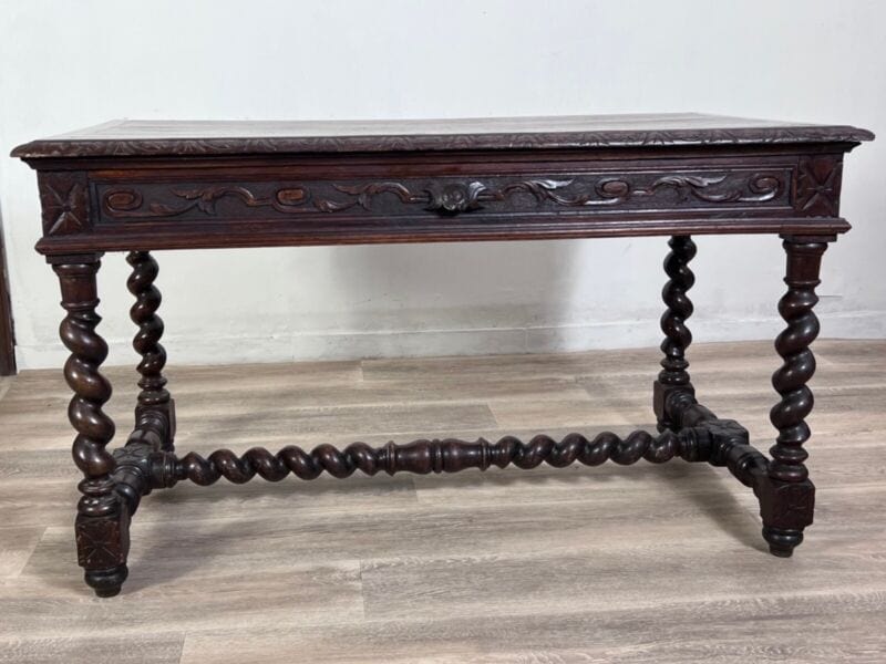 Antica scrivania scrittoio classico tavolo in legno stile rinascimento ufficio Arredamento