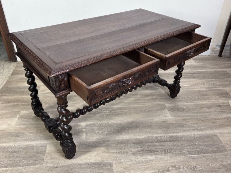 Antica scrivania scrittoio classico tavolo in legno stile rinascimento ufficio Arredamento