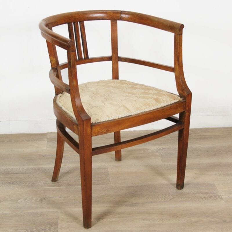 Antica sedia a pozzetto con braccioli poltrona poltroncina in di legno epoca 900