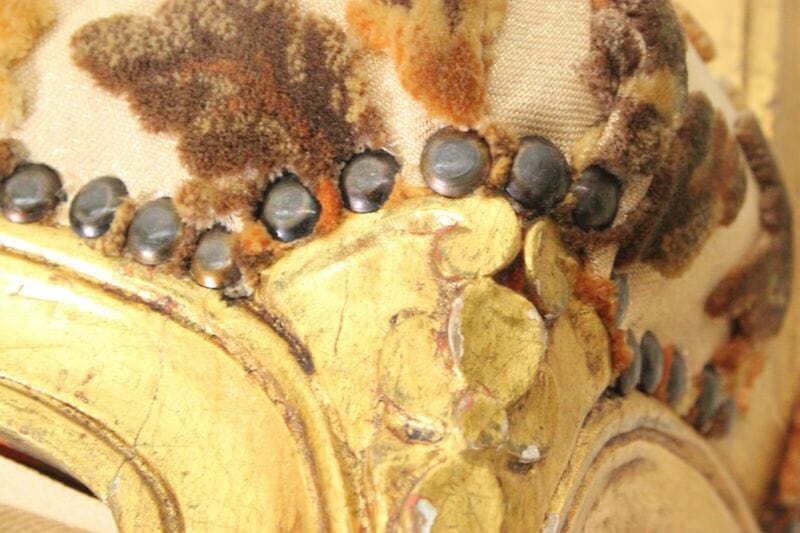 Antica sedia con braccioli poltroncina in legno oro stile Luigi XVI Barocco Arredamento