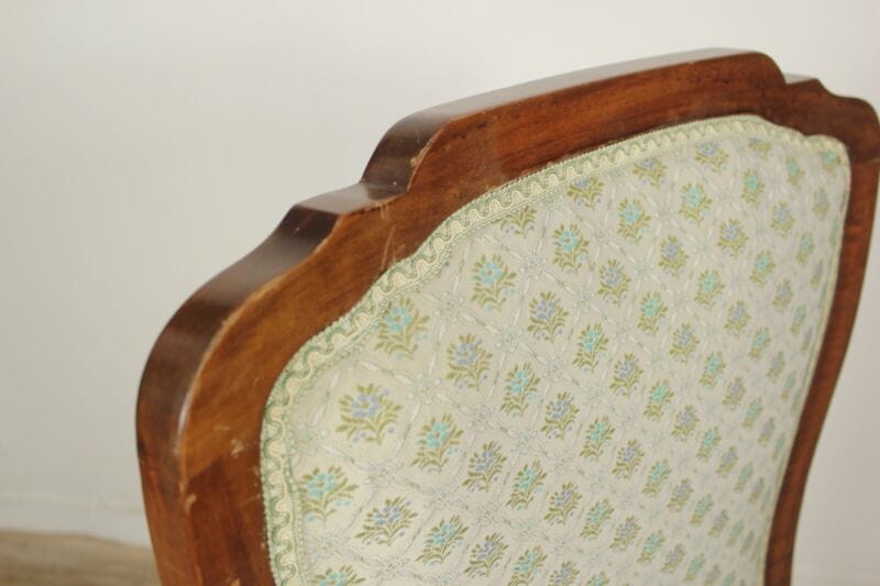Antica sedia imbottita bassa poltrona poltroncina vintage per camera da letto Arredamento
