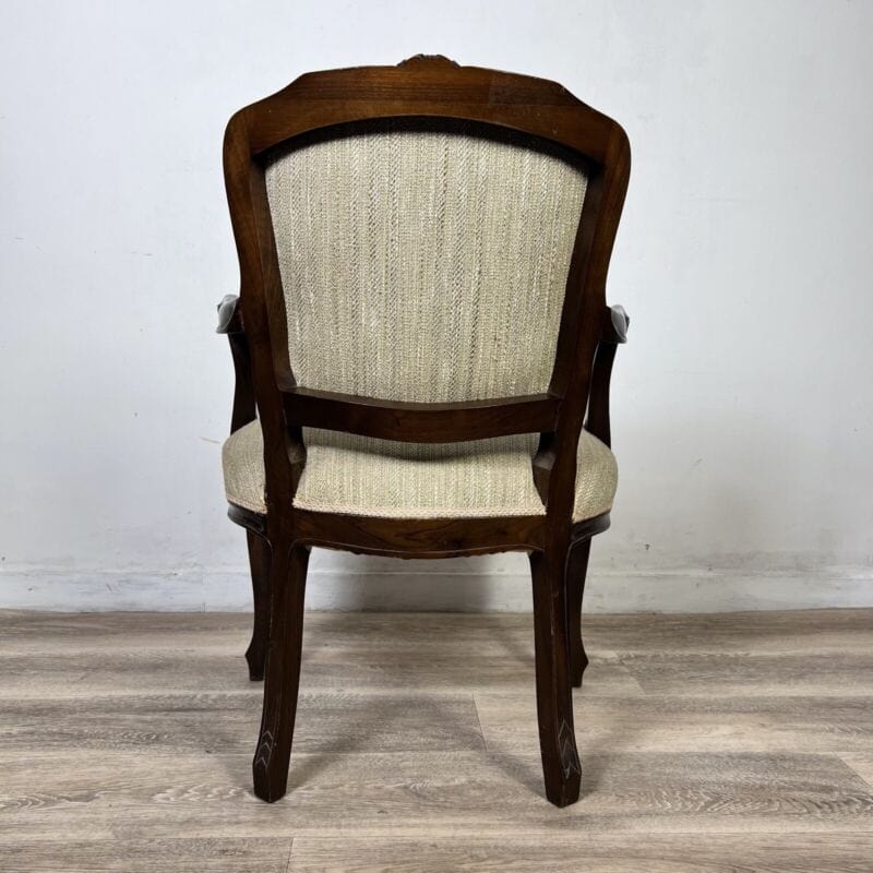 Antica sedia imbottita con braccioli poltrona poltroncina in legno noce vintage Arredamento