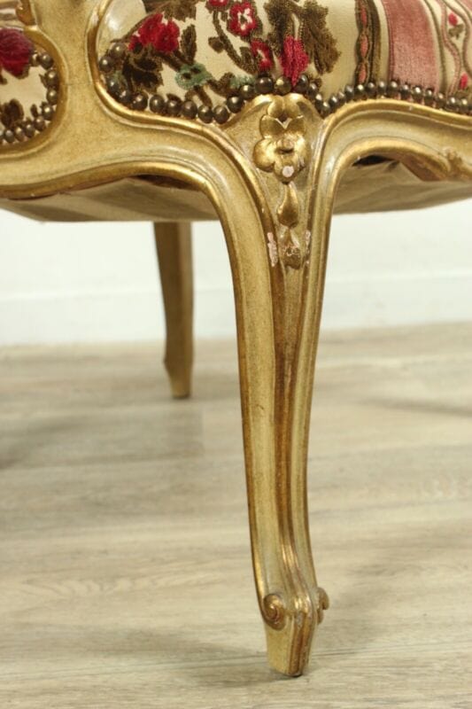 Antica sedia imbottita con braccioli poltrona poltroncina veneziana laccata oro Arredamento