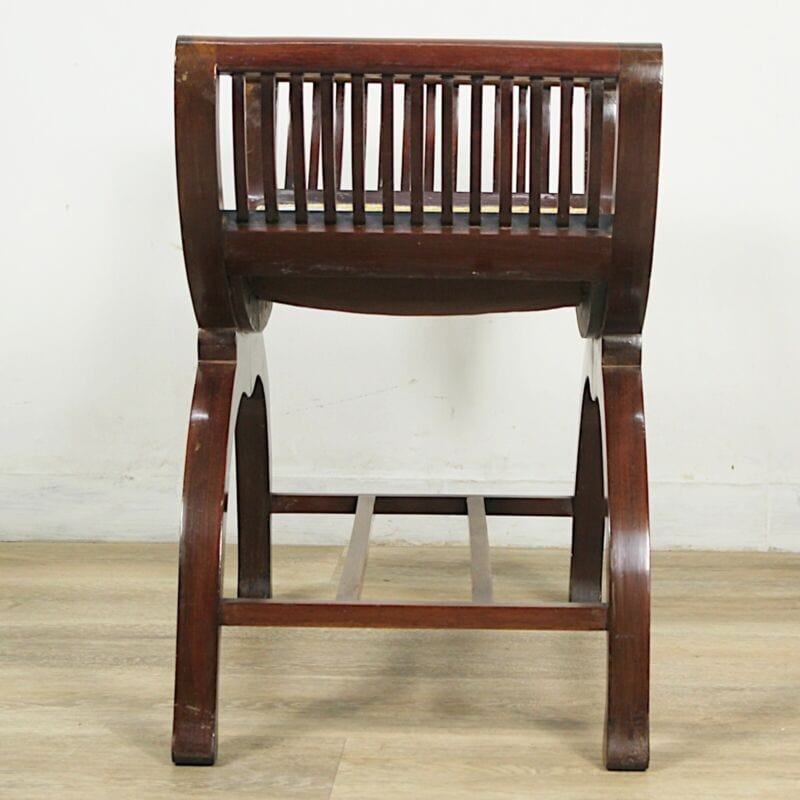 Antica sedia imbottita con braccioli sgabello in legno panchetta da camera pouf Arredamento