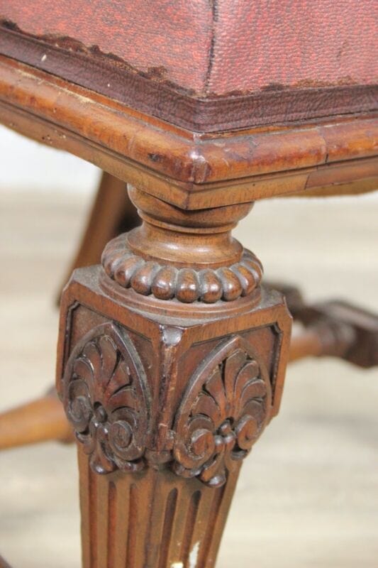 Antica sedia imbottita poltrona poltroncina in legno epoca 800 Inglese da studio Arredamento