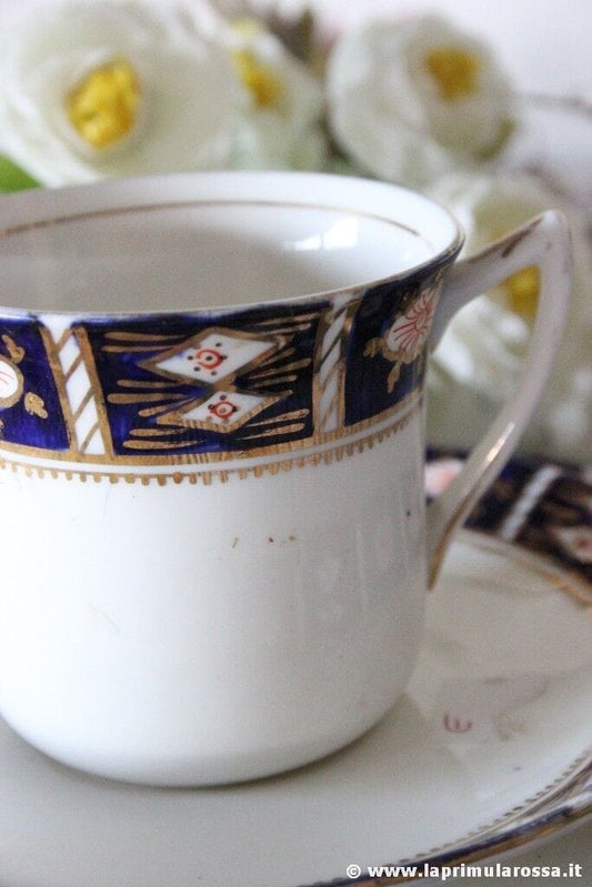 ANTICA TAZZA  IN PORCELLANA BONE CHINA DA  TE' + PIATTINO DOLCE INGLESE Ceramiche e Porcellane