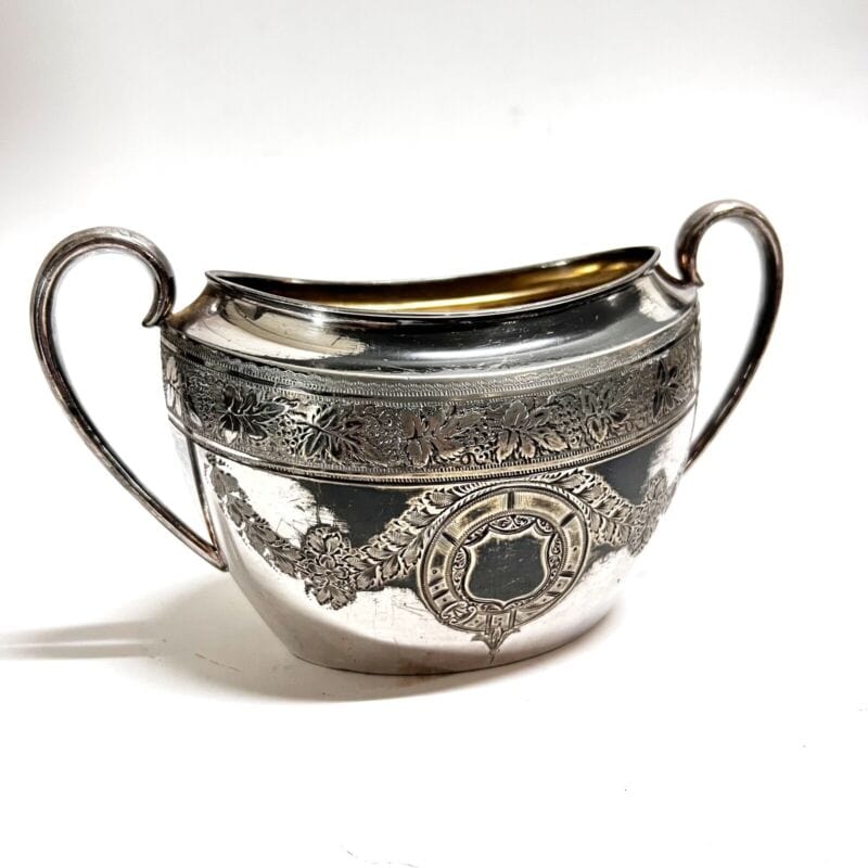 Antica zuccheriera in argento sheffield ciotola in silver plate inglese d'epoca Sheffield & Argento