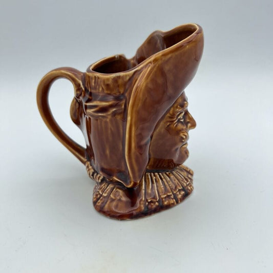 Antico Boccale in ceramica Inglese Volto con manico Cavaliere da per collezione Ceramiche e Porcellane