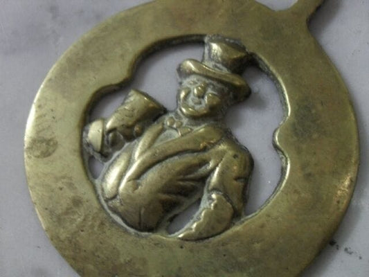 ANTICO FINIMENTO IN OTTONE PER CAVALLO - VINTAGE ENGLISH HORSE BRASS - ORNAMENTO Ottone