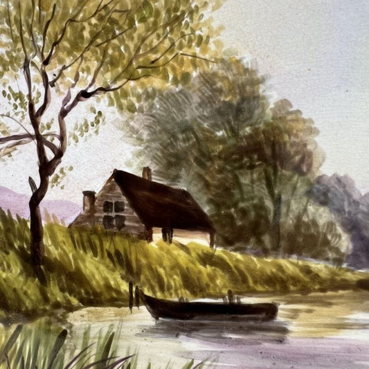 Antico piatto decorativo in ceramica di SCI laveno dipinto a mano da muro barche Ceramiche e Porcellane