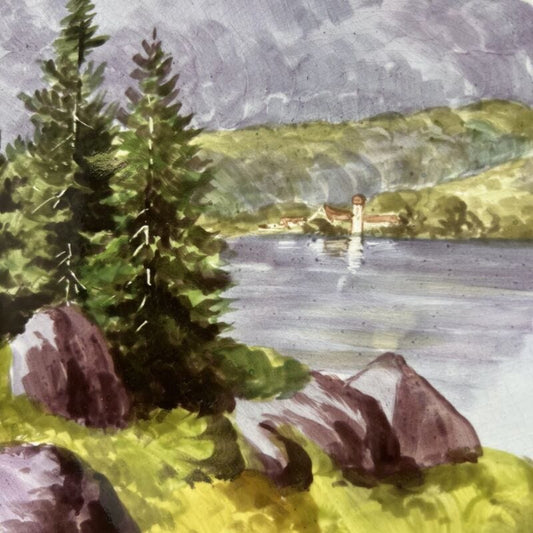 Antico piatto decorativo in ceramica di SCI laveno dipinto a mano da muro lago Ceramiche e Porcellane