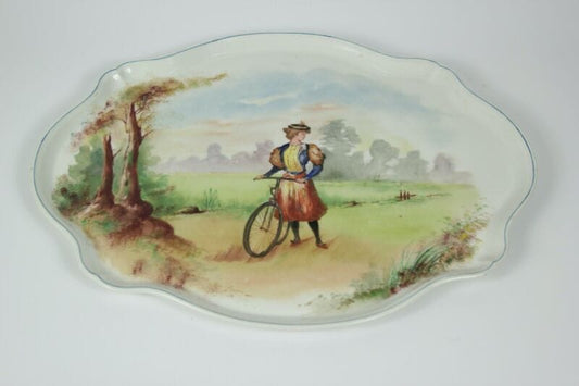 Antico Piatto decorativo vassoio in porcellana di Limoges dipinto a mano Pouyat Ceramiche e Porcellane