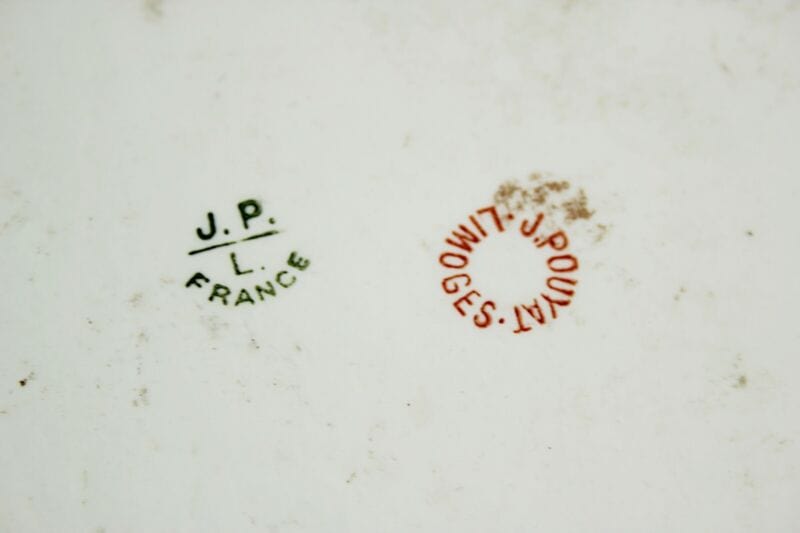Antico Piatto decorativo vassoio in porcellana di Limoges dipinto a mano Pouyat Ceramiche e Porcellane