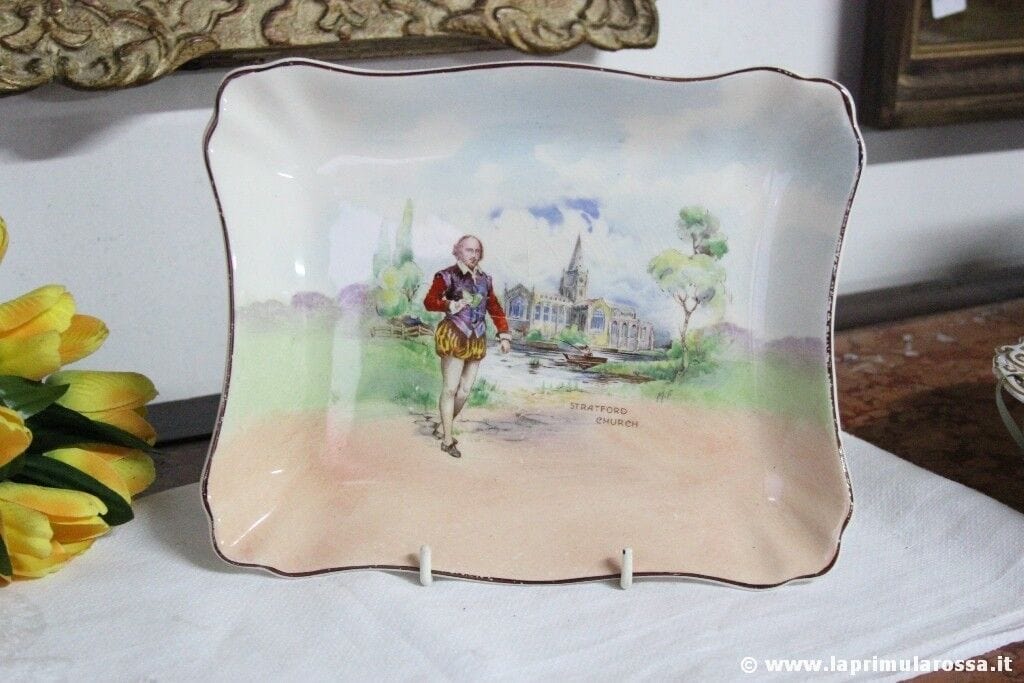 Antico piatto in ceramica Royal Doulton Vassoio inglese Stratford Church Ceramiche e Porcellane