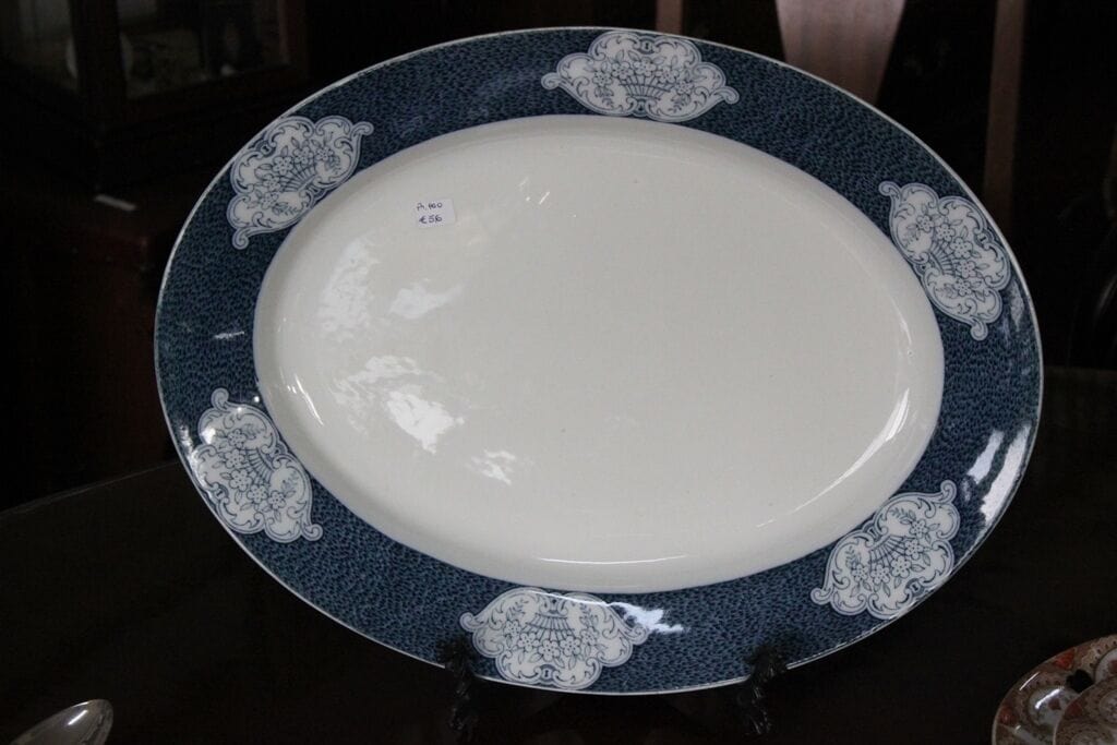 ANTICO PIATTO INGLESE DA PORTATA FORMA OVALE - VECCHIO VASSOIO IN CERAMICA Ceramiche e Porcellane