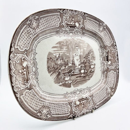 Antico Piatto Vassoio in ceramica terraglia da portata ovale vecchio d'epoca 800 Ceramiche e Porcellane