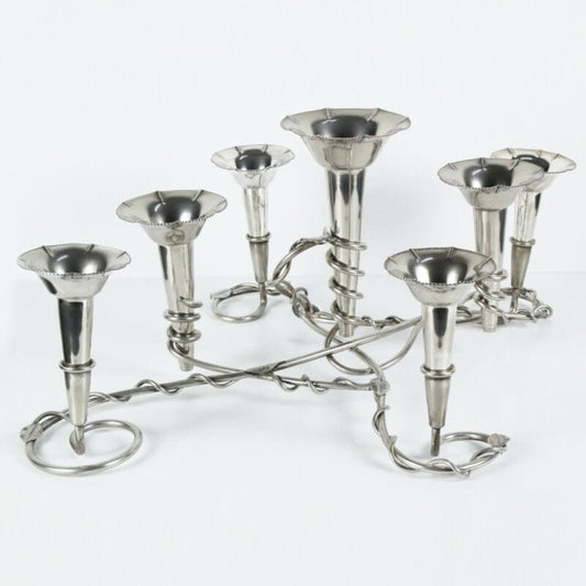Antico porta fiori centrotavola in argento silver plate epergne stile art noveau Sheffield & Argento