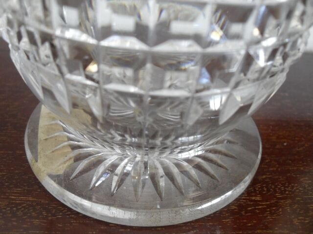 ANTICO PORTAFIORI IN VETRO LAVORATO E SHEFFIELD -  VASO D'EPOCA IN CRISTALLO Sheffield & Argento