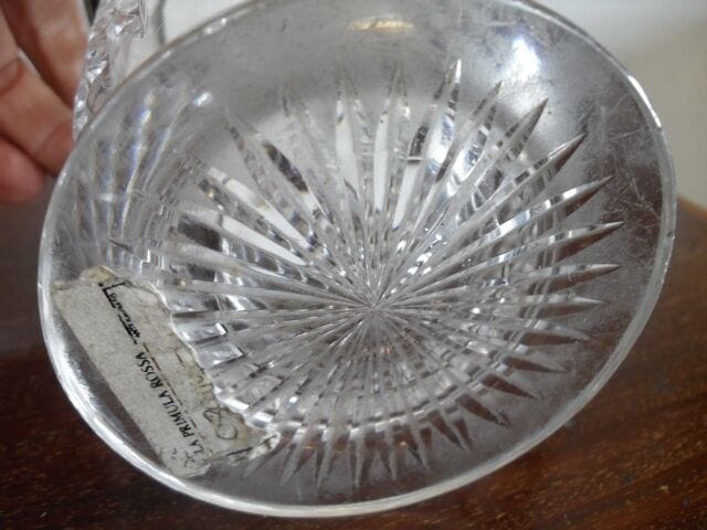 ANTICO PORTAFIORI IN VETRO LAVORATO E SHEFFIELD -  VASO D'EPOCA IN CRISTALLO Sheffield & Argento