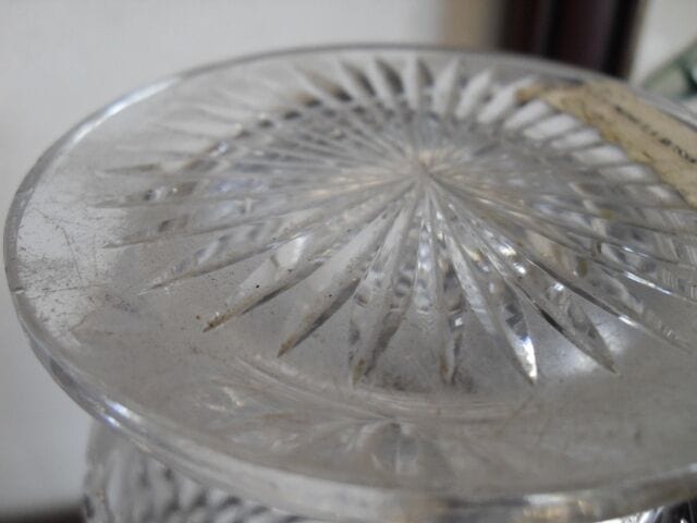 ANTICO PORTAFIORI IN VETRO LAVORATO E SHEFFIELD -  VASO D'EPOCA IN CRISTALLO Sheffield & Argento