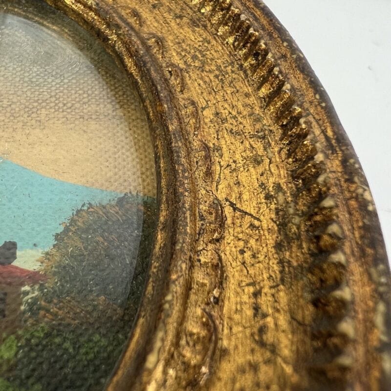 Antico quadretto coppia di quadri ovali oro vintage miniature dipinto firmato Quadri