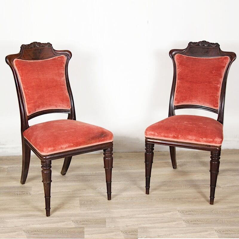 Antico Set Coppia di sedie sedia inglese in mogano vittoriane epoca 800 Arredamento