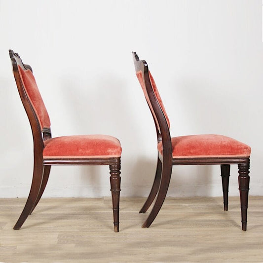 Antico Set Coppia di sedie sedia inglese in mogano vittoriane epoca 800 Arredamento