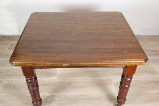 Antico tavolo da pranzo inglese vittoriano quadrato in legno per cucina Arredamento