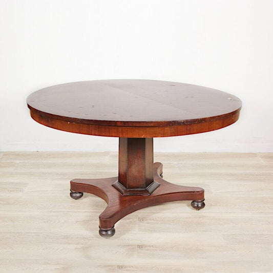 ANTICO TAVOLO ROTONDO IN LEGNO DI MOGANO A VELA DA PRANZO INGLESE PIEGHEVOLE Arredamento