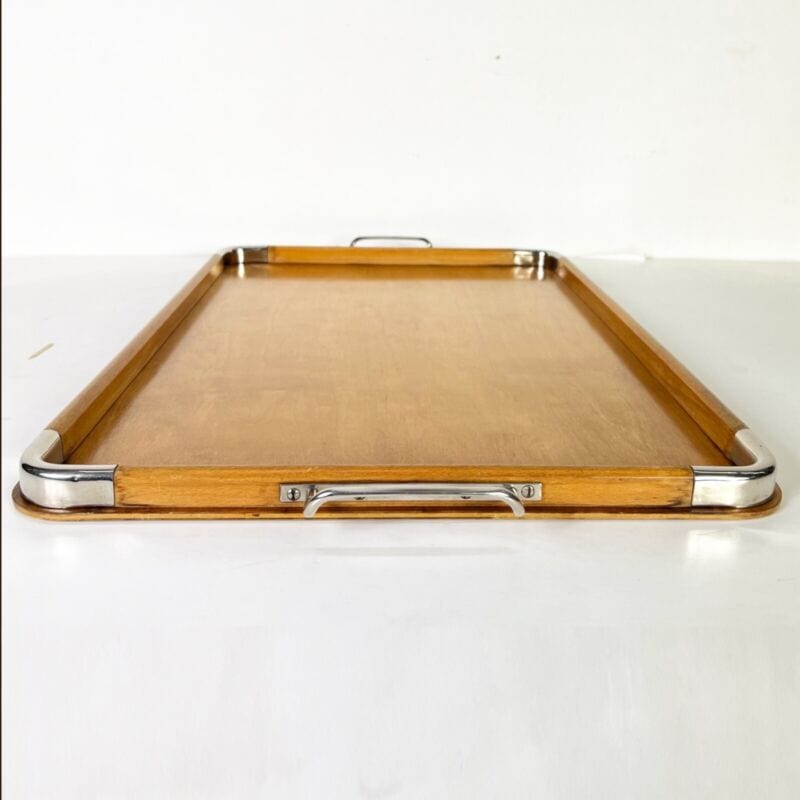 Antico vassoio in legno Art Deco vintage anni '40 vassoi da portata con manici Complementi d'arredo