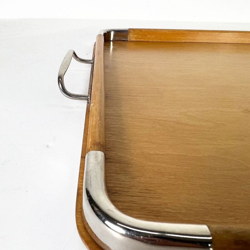 Antico vassoio in legno Art Deco vintage anni '40 vassoi da portata con manici Complementi d'arredo